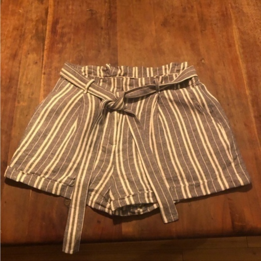 Forever 21 High Waist Paper-Bag Linen Shorts